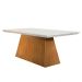 Conjunto de Mesa de Jantar com Tampo Off White Luna e 6 Cadeiras Lunara Linho Bege e Imbuia