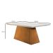 Conjunto de Mesa de Jantar com Tampo Off White Luna e 6 Cadeiras Lunara Linho Bege e Imbuia