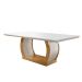 Conjunto de Mesa de Jantar com Tampo Off White e 6 Cadeiras Maia Linho Bege e Imbuia