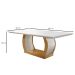 Conjunto de Mesa de Jantar com Tampo Off White e 6 Cadeiras Maia Linho Bege e Imbuia