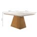 Conjunto de Mesa de Jantar com Tampo de Vidro Luna e 4 Cadeiras Grécia Linho Bege e Imbuia