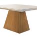 Conjunto de Mesa de Jantar com Tampo de Vidro Luna e 4 Cadeiras Grécia Linho Bege e Imbuia