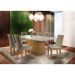 Conjunto de Mesa de Jantar com Tampo de Vidro Luna e 6 Cadeiras Grécia Linho Bege e Imbuia