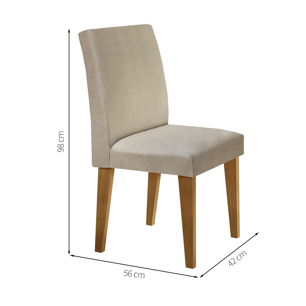 Conjunto de Mesa de Jantar com Tampo de Vidro Luna e 6 Cadeiras Grécia Linho Bege e Imbuia