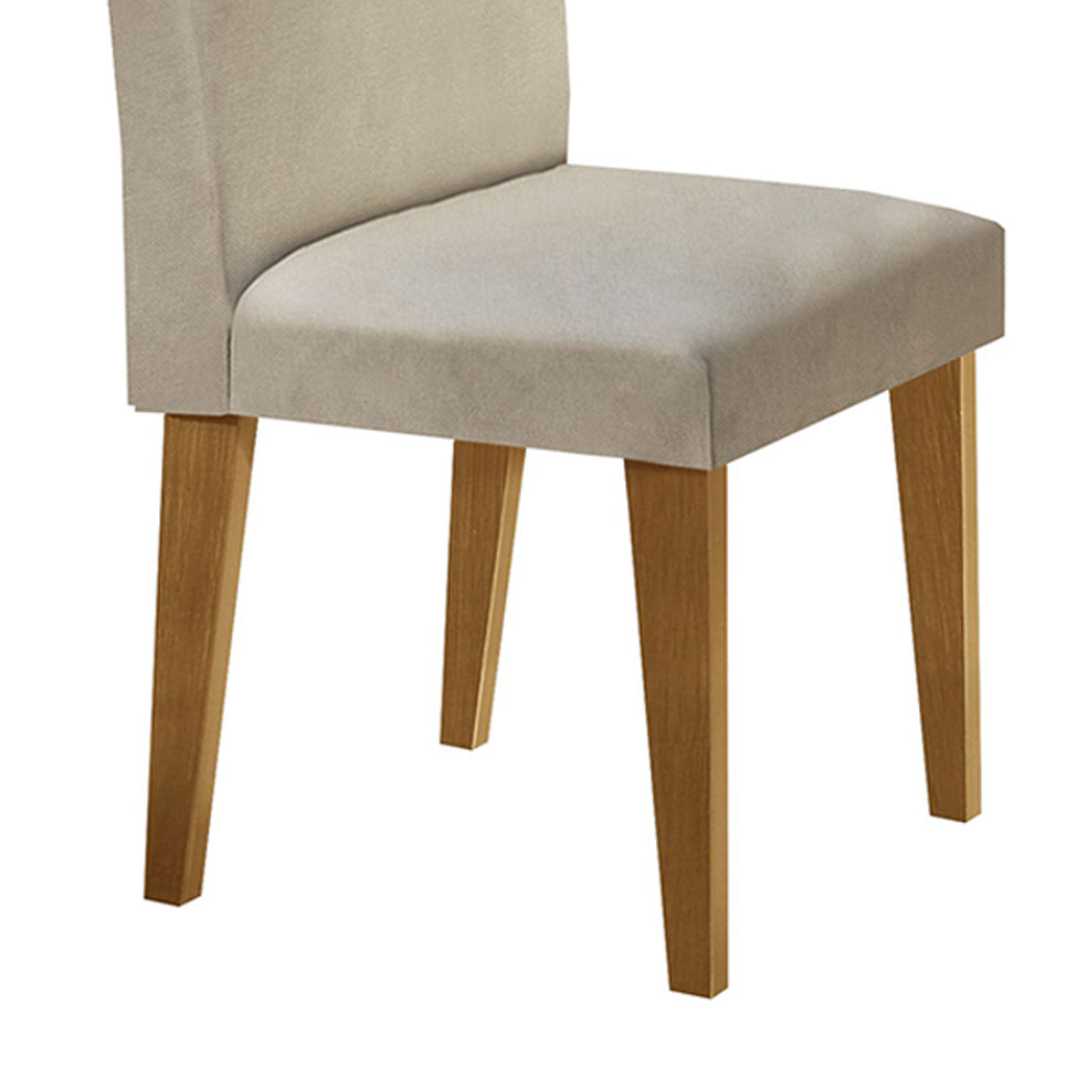 Conjunto de Mesa de Jantar com Tampo de Vidro Luna e 6 Cadeiras Grécia Linho Bege e Imbuia