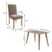 Conjunto de Mesa de Jantar com Tampo de Vidro Off White Adele e 4 Cadeiras Fernanda Suede Joli e Madeira