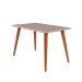 Conjunto de Mesa de Jantar com Tampo de Vidro Off White Adele e 4 Cadeiras Fernanda Suede Joli e Madeira