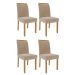 Conjunto de Mesa de Jantar com Tampo de Vidro Off White Adele e 4 Cadeiras Juliana Suede Nude Madeira