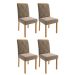 Conjunto de Mesa de Jantar com Tampo de Vidro Off White Agata e 4 Cadeiras Fernanda Suede Joli e Nature