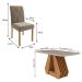 Conjunto de Mesa de Jantar com Tampo de Vidro Off White Agata e 4 Cadeiras Fernanda Suede Joli e Nature