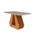 Conjunto de Mesa de Jantar com Tampo de Vidro Off White Agata e 4 Cadeiras Fernanda Suede Joli e Nature