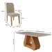 Conjunto de Mesa de Jantar com Tampo de Vidro Off White Agata e 6 Cadeiras Paola Suede Nude e Madeira