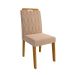 Conjunto de Mesa de Jantar com Tampo de Vidro Off White Agata e 6 Cadeiras Paola Suede Nude e Madeira