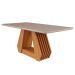 Conjunto de Mesa de Jantar com Tampo de Vidro Off White Agata e 6 Cadeiras Paola Suede Nude e Madeira