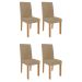 Conjunto de Mesa de Jantar com Tampo de Vidro Off White Ana e 4 Cadeiras Maia Suede Gengibre e Nature