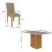 Conjunto de Mesa de Jantar com Tampo de Vidro Off White Ana e 4 Cadeiras Maia Suede Gengibre e Nature