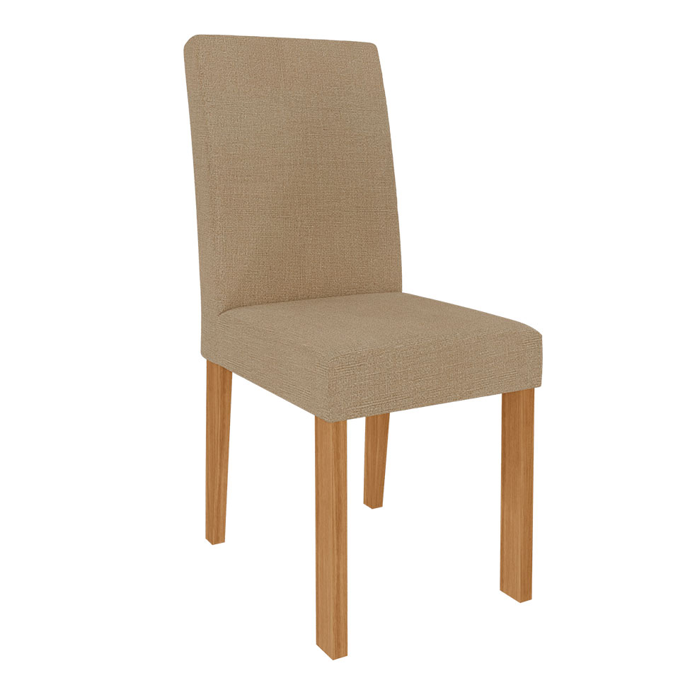Conjunto de Mesa de Jantar com Tampo de Vidro Off White Ana e 4 Cadeiras Maia Suede Gengibre e Nature