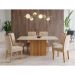 Conjunto de Mesa de Jantar com Tampo de Vidro Off White Ana e 6 Cadeiras Fernanda Suede Nude e Nature