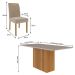 Conjunto de Mesa de Jantar com Tampo de Vidro Off White Ana e 6 Cadeiras Fernanda Suede Nude e Nature