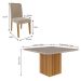 Conjunto de Mesa de Jantar com Tampo de Vidro Off White Ana e 8 Cadeiras Clarice Suede Nude e Nature