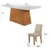 Conjunto de Mesa de Jantar com Tampo de Vidro Off White Luna e 6 Cadeiras Grécia Suede Amassado Chocolate e Imbuia