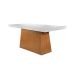 Conjunto de Mesa de Jantar com Tampo de Vidro Off White Luna e 6 Cadeiras Grécia Suede Amassado Chocolate e Imbuia