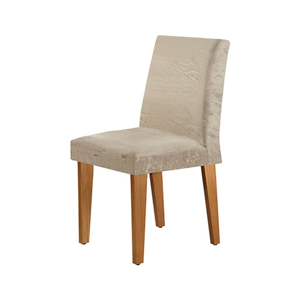 Conjunto de Mesa de Jantar com Tampo de Vidro Off White Luna e 6 Cadeiras Grécia Suede Amassado Chocolate e Imbuia