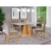 Conjunto de Mesa de Jantar com Tampo de Vidro Off White Patrícia e 6 Cadeiras Juliana Suede Joli e Nature