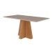 Conjunto de Mesa de Jantar com Tampo de Vidro Off White Patrícia e 6 Cadeiras Juliana Suede Joli e Nature