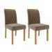 Conjunto de Mesa de Jantar com Tampo de Vidro Off White Patrícia e 6 Cadeiras Juliana Suede Joli e Nature