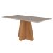 Conjunto de Mesa de Jantar com Tampo de Vidro Off White Patrícia e 6 Cadeiras Maia Suede Mascavo e Nature