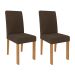Conjunto de Mesa de Jantar com Tampo de Vidro Off White Patrícia e 6 Cadeiras Maia Suede Mascavo e Nature