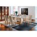 Conjunto de Mesa de Jantar com Tampo de Vidro e 6 Cadeiras Maia Linho Bege e Imbuia