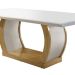 Conjunto de Mesa de Jantar com Tampo de Vidro e 6 Cadeiras Maia Linho Bege e Imbuia