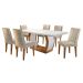 Conjunto de Mesa de Jantar com Tampo de Vidro e 6 Cadeiras Maia Suede Amassado Chocolate e Imbuia