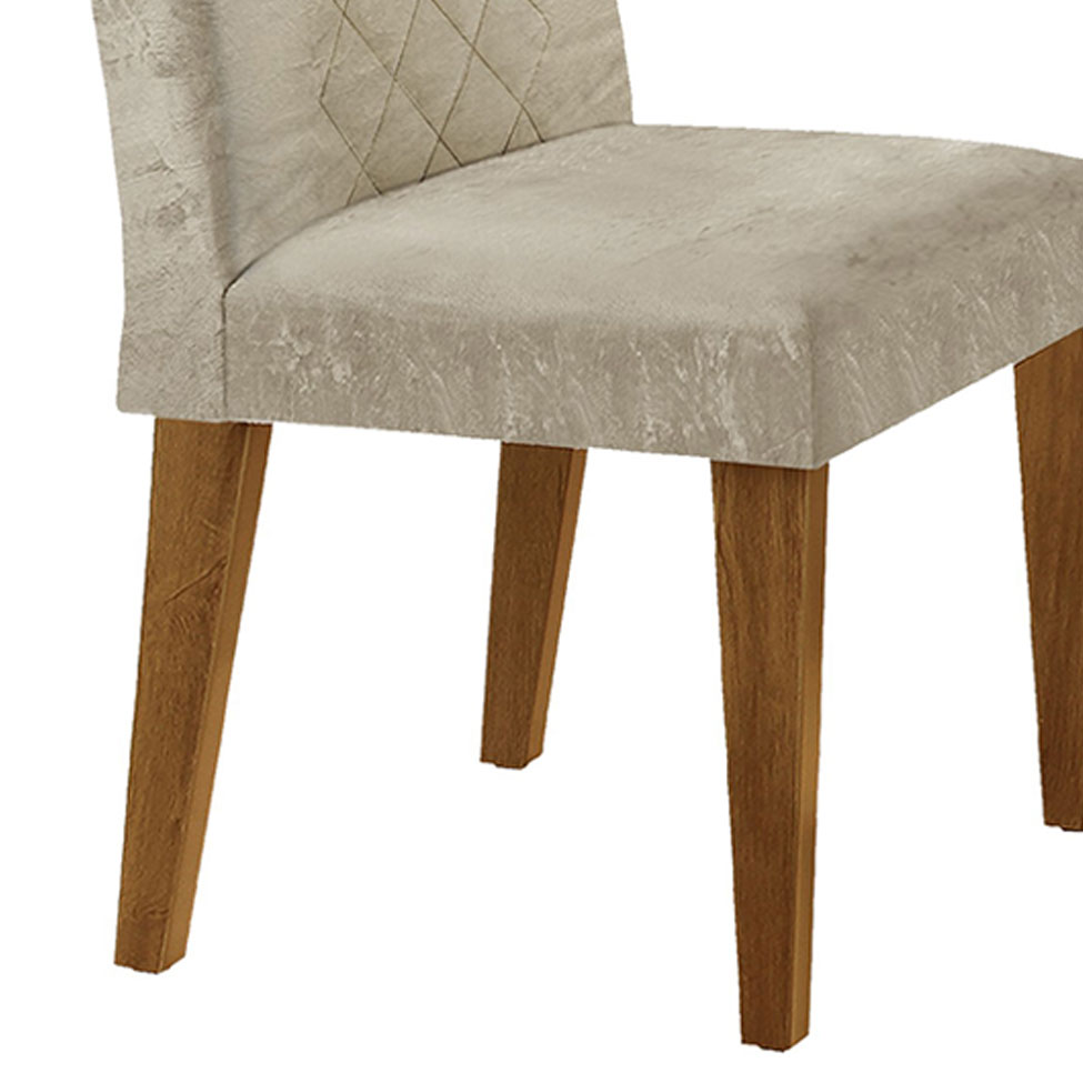 Conjunto de Mesa de Jantar com Tampo de Vidro e 6 Cadeiras Maia Suede Amassado Chocolate e Imbuia