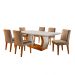 Conjunto de Mesa de Jantar com Tampo de Vidro e 6 Cadeiras Maia Suede Chocolate e Imbuia