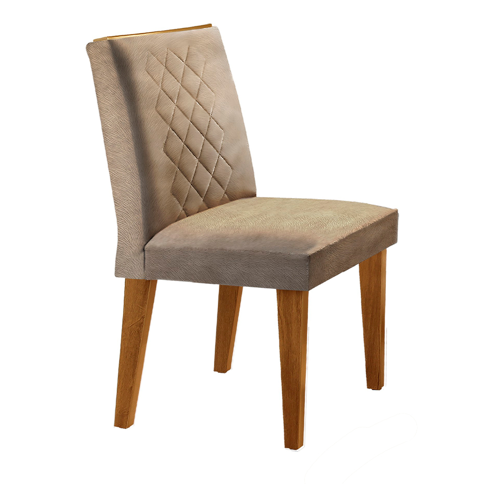 Conjunto de Mesa de Jantar com Tampo de Vidro e 6 Cadeiras Maia Suede Chocolate e Imbuia