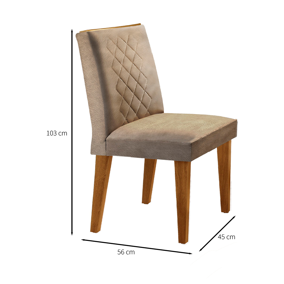 Conjunto de Mesa de Jantar com Tampo de Vidro e 6 Cadeiras Maia Suede Chocolate e Imbuia