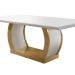 Conjunto de Mesa de Jantar com Tampo de Vidro e 6 Cadeiras Maia Veludo Creme e Imbuia