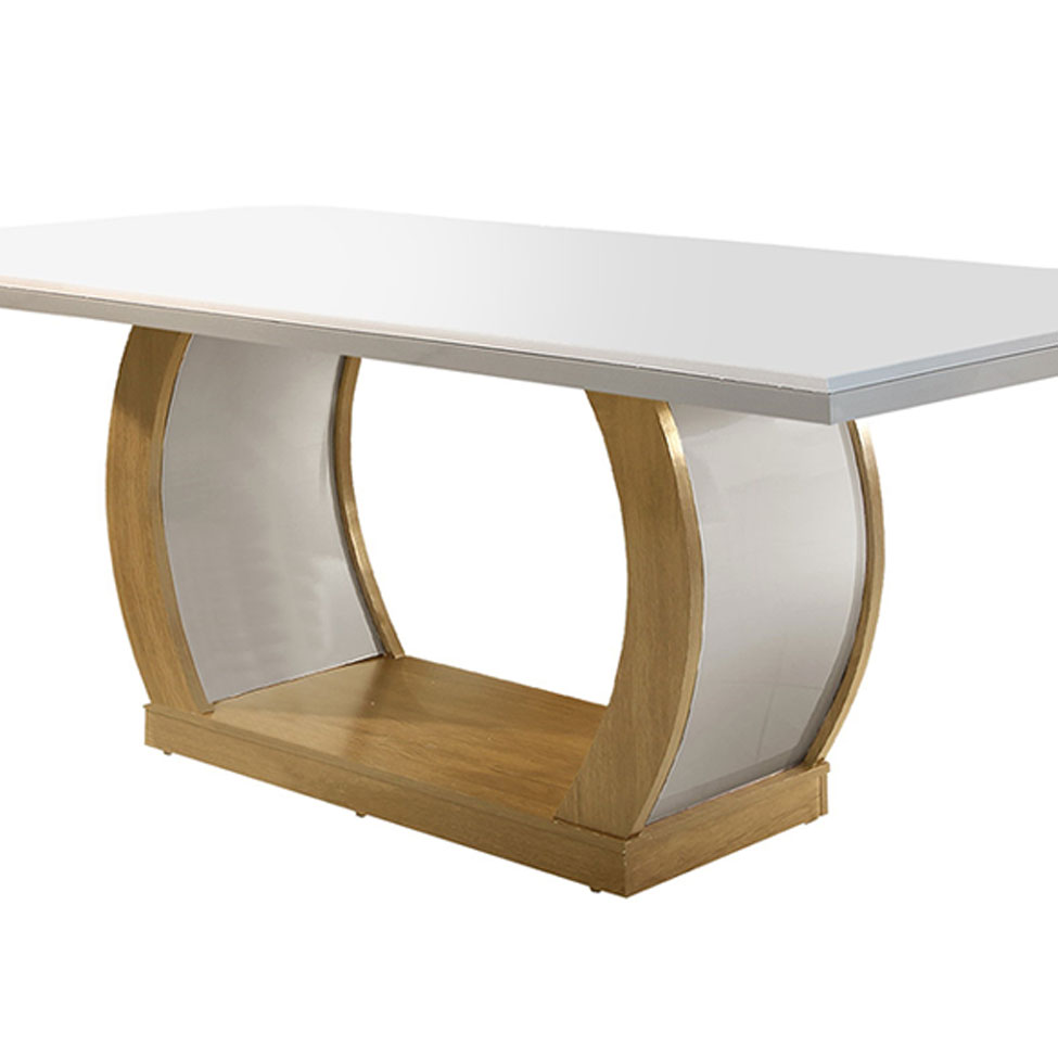 Conjunto de Mesa de Jantar com Tampo de Vidro e 6 Cadeiras Maia Veludo Creme e Imbuia