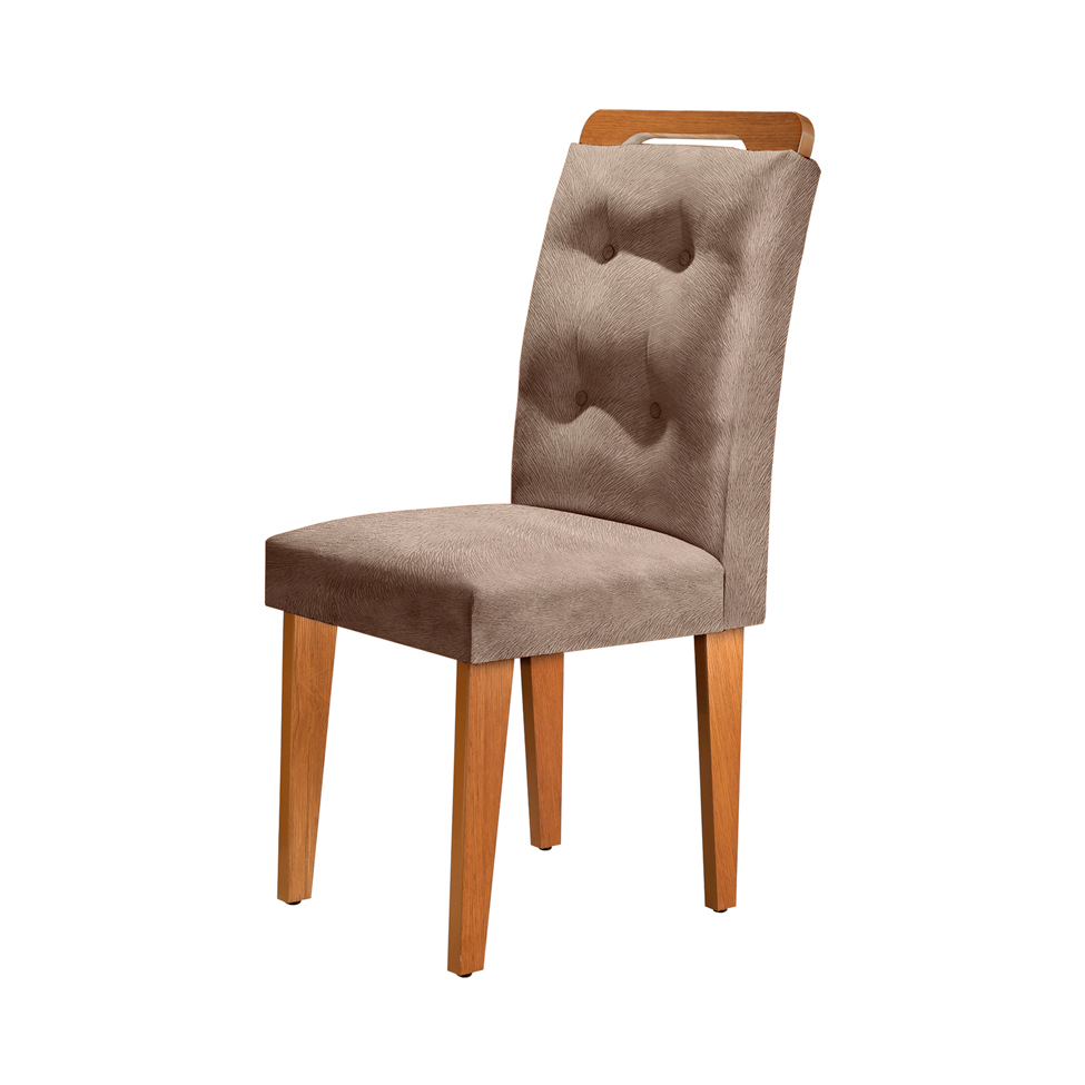 Conjunto de Mesa de Jantar com Vidro e  6 Cadeiras Imperatriz Suede Off White e Chocolate