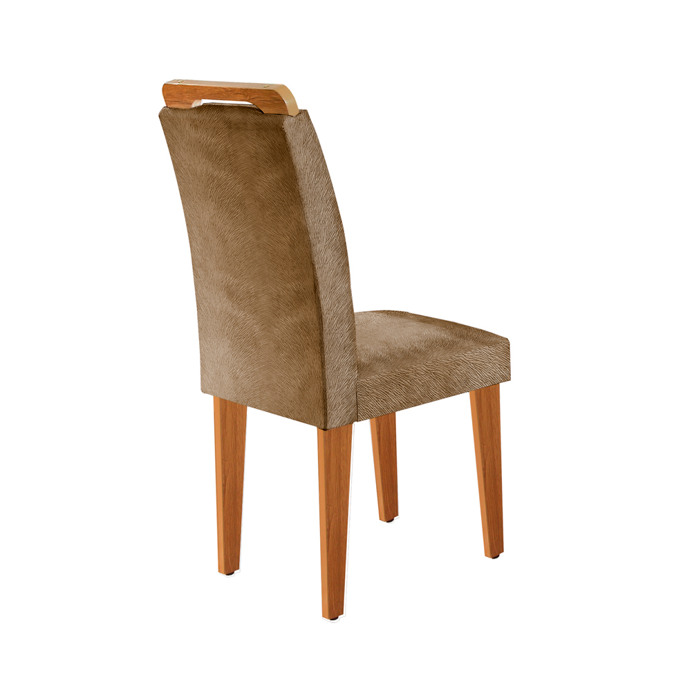 Conjunto de Mesa de Jantar com Vidro e  6 Cadeiras Imperatriz Suede Off White e Chocolate