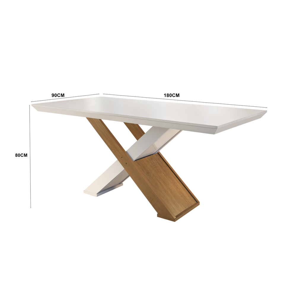 Conjunto de Mesa de Jantar com Vidro e  6 Cadeiras Imperatriz Suede Off White e Chocolate