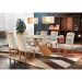 Conjunto de Mesa de Jantar com Vidro e  6 Cadeiras Imperatriz Veludo Creme e Off White