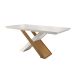 Conjunto de Mesa de Jantar com Vidro e  6 Cadeiras Imperatriz Veludo Creme e Off White