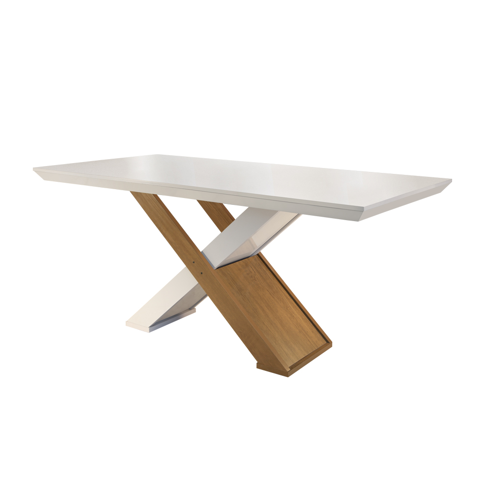 Conjunto de Mesa de Jantar com Vidro e  6 Cadeiras Imperatriz Veludo Creme e Off White