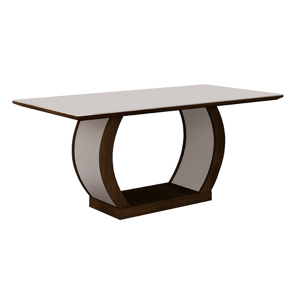 Conjunto de Mesa de Jantar com Vidro e 6 Cadeiras Maia I Linho Castor e Cinza