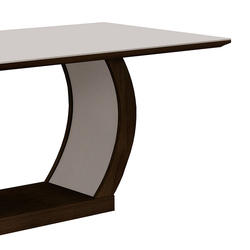 Conjunto de Mesa de Jantar com Vidro e 6 Cadeiras Maia I Linho Castor e Cinza