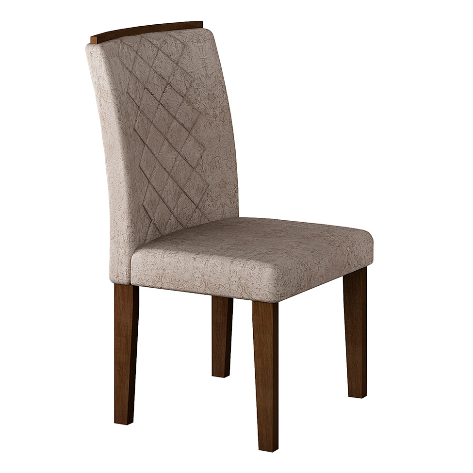 Conjunto de Mesa de Jantar com Vidro e 6 Cadeiras Maia I Suede Amassado Castor e Chocolate